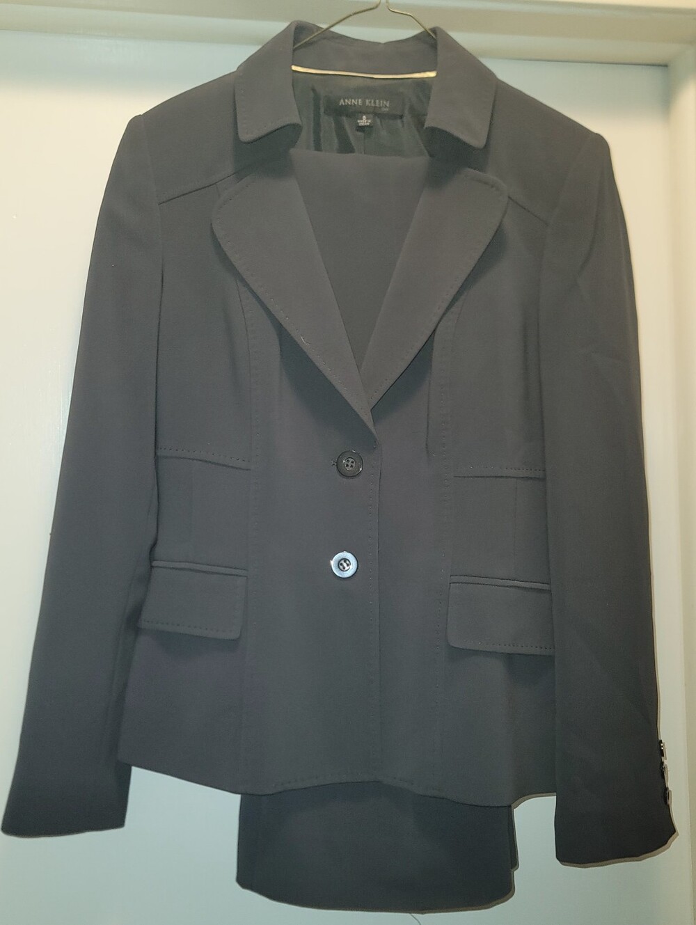 Anne Klein Dark Black Classic Notch Collar Blazer